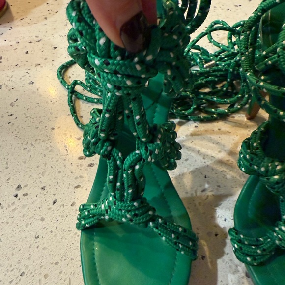 Steve Madden green rope lace up ankle cuff heels - Picture 4 of 7